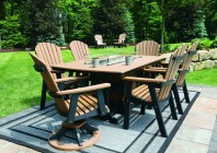 44 x 72 Garden Classic Fire Table and Comfo Back Chairs - Anitque Mahogany on Black