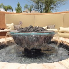 HPC outdoor fireplace and water feature Henderson - We Love Fire