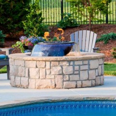 HPC outdoor fireplace and water feature evolution 360 - We Love Fire