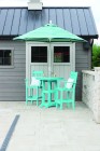 28 Inch Square Garden Classic Table and Cozi Back Counter Chair - Aruba Blue on White and Umbrella