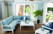 Classic Terrace Sectional - White with Gateway Mist Cushions