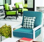 Mayhew Club Chair - White and Dupione Deep Sea Cushion with Canvas Natural Cording