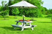 Rectangular Picnic Table - Driftwood Gray with Umbrella