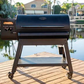 Black Label Series Grill from Louisiana Grill with Wi-Fi control on a patio – We Love Fire