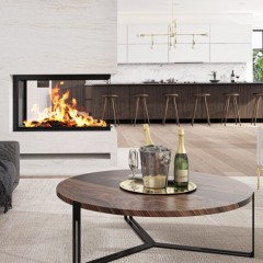 Wood Fireplace LUXUS® 36 Pier by Ambiance® in a splendid living room with a view - We Love Fire®