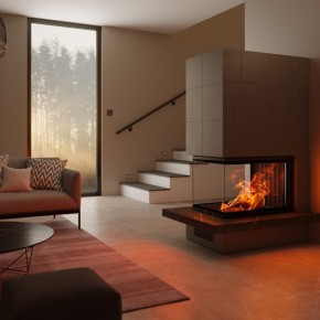Wood Fireplace LUXUS® 28 Pier by Ambiance® in a splendid living room - We Love Fire®
