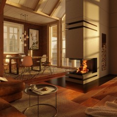 Wood Fireplace LUXUS® 36 Pier by Ambiance® in a splendid living room - We Love Fire®