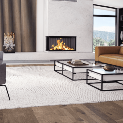 Wood Fireplace LUXUS® 40 Corner Left/right by Ambiance® in a splendid living room - We Love Fire®