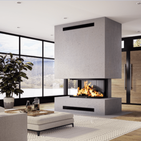 Wood Fireplace LUXUS® 40 Bay by Ambiance® in a splendid living room - We Love Fire®