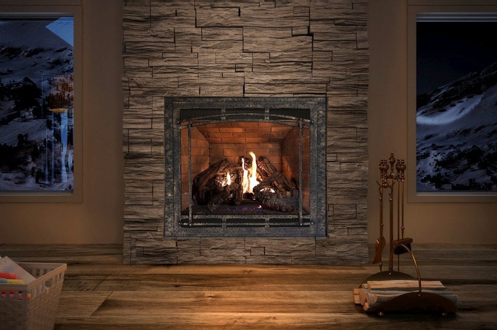 Ambiance Intrigue Zero-Clearance Fireplaces, Craftsmen front, interior brick walls