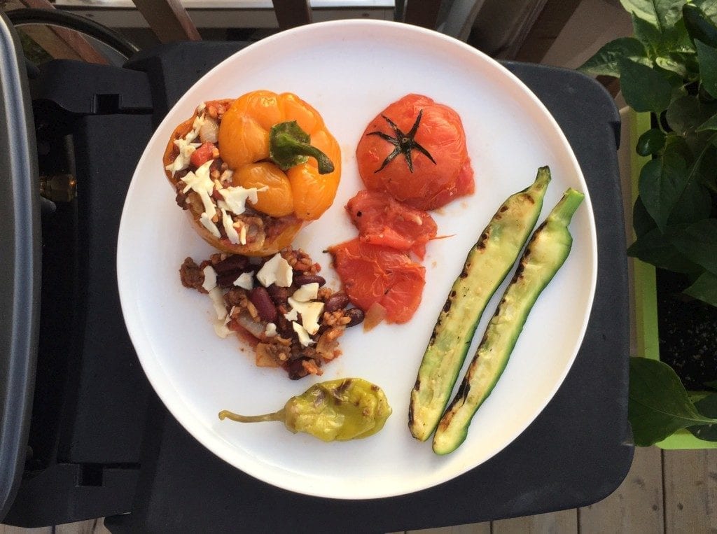 roasted peppers stuffed with vegetarian chili