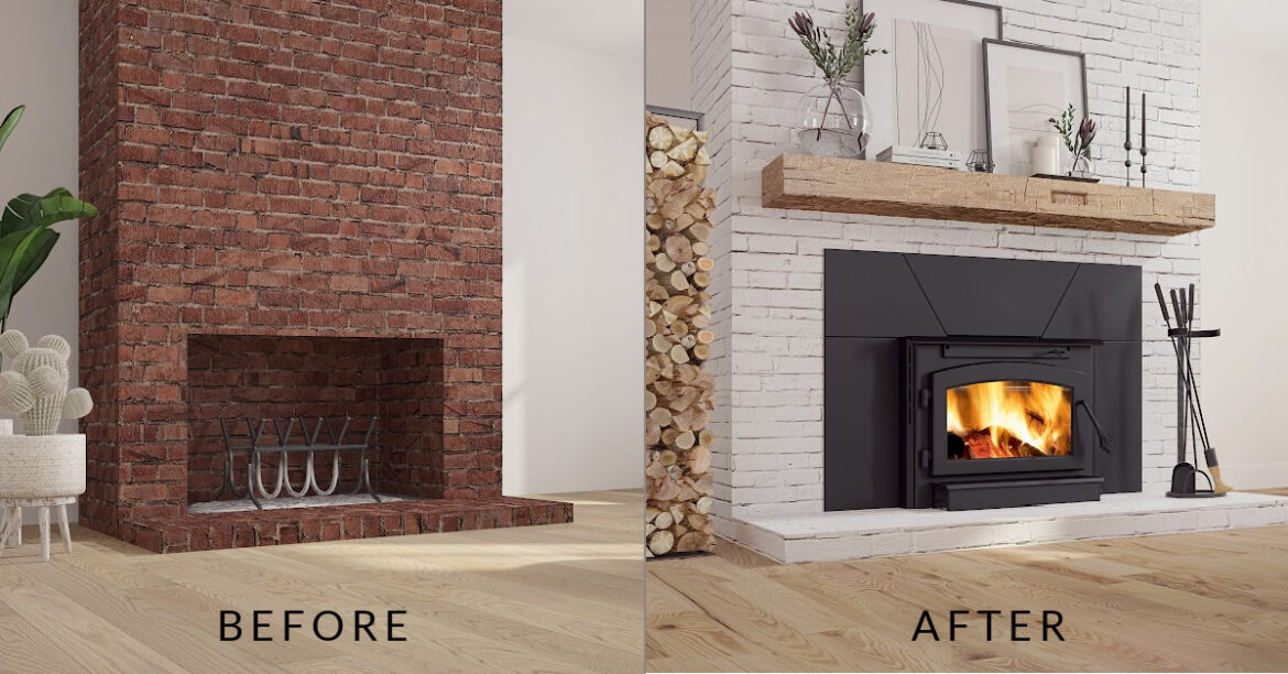 Can a Fireplace Be Painted - Before and after 