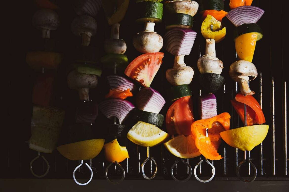 Vegan, vegetarian, veggies, vegetables grilled skewers, vegan grilling recipes