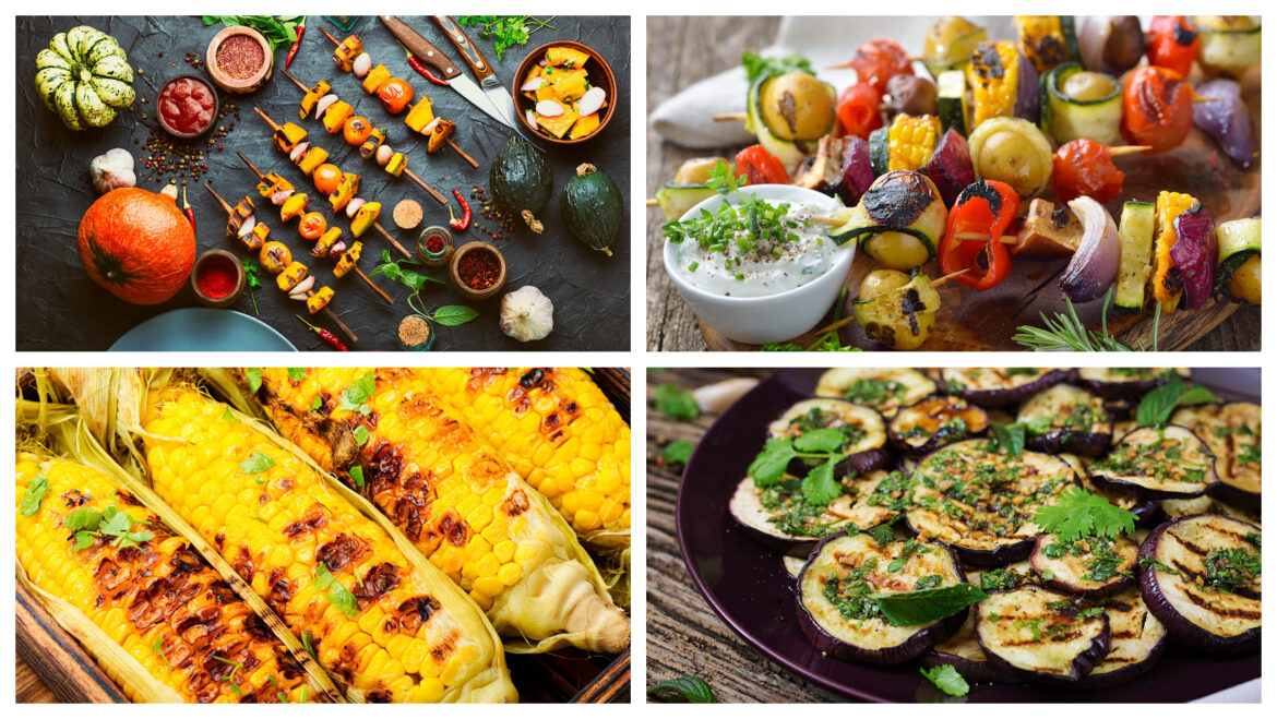 Grilled corn and eggplant, veggies on the grill.How to bbq for you vegan friends Ideas