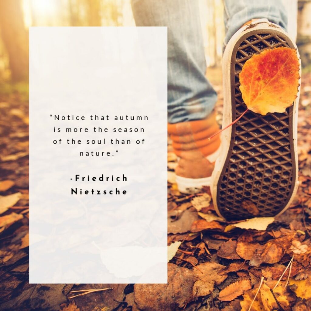 “Notice that autumn is more the season of the soul than of nature.” -Friedrich Nietzsche