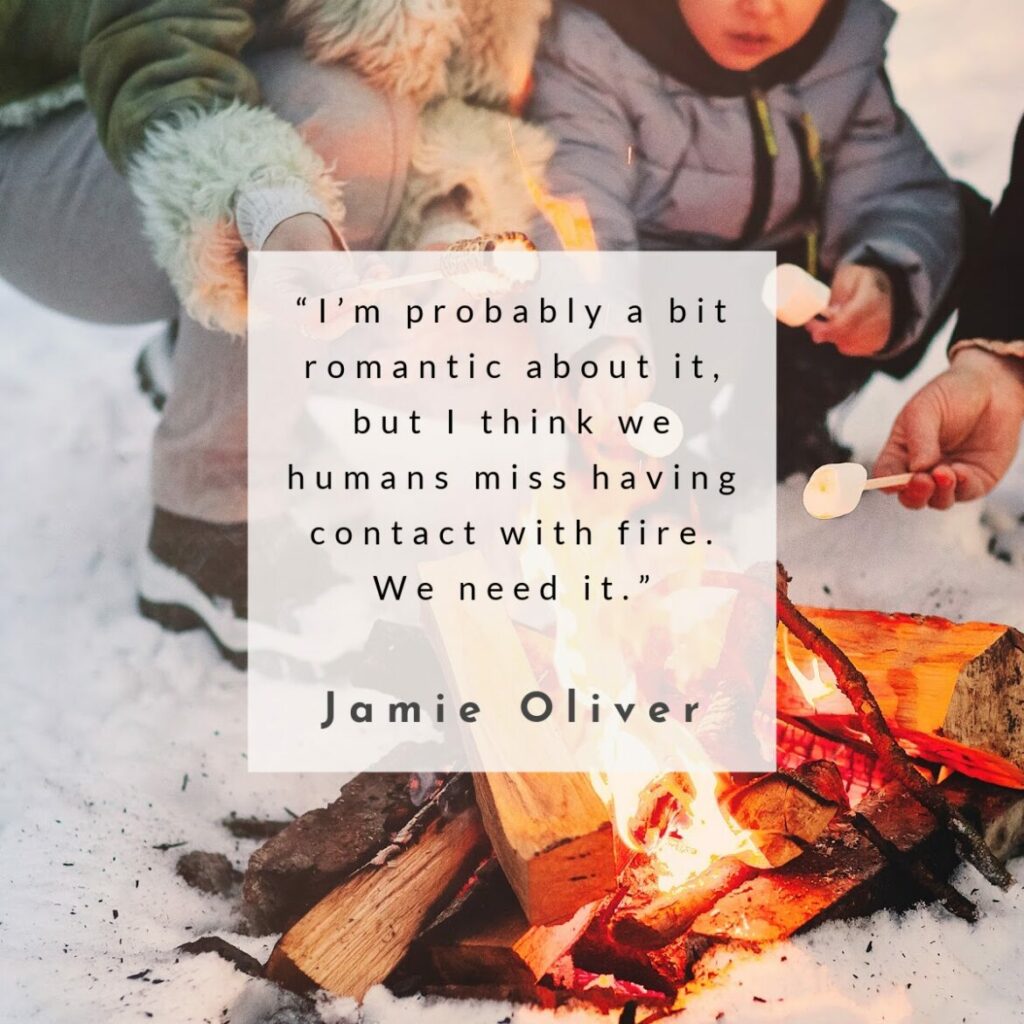 Quote Jamie Oliver winter family campfire with marshmellow