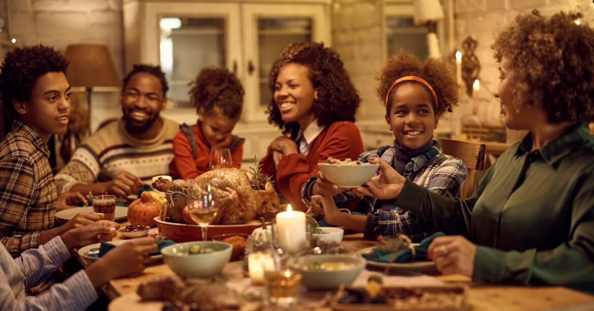 Embracing Hygge_ A Cozy Fall Dinner by the Fireplace - a family is taking a dinner