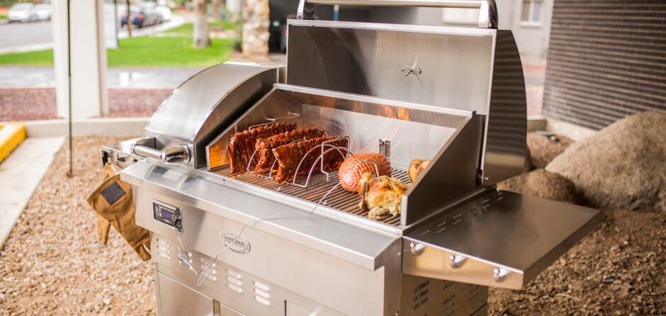 A barbecue with accessories