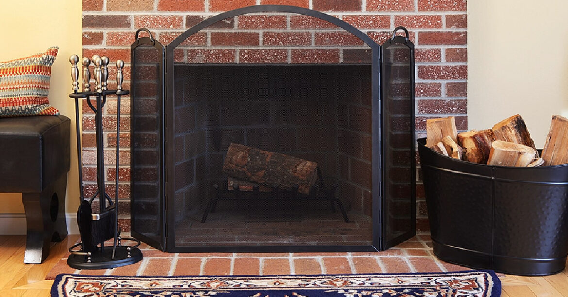 A fireplace with accessories