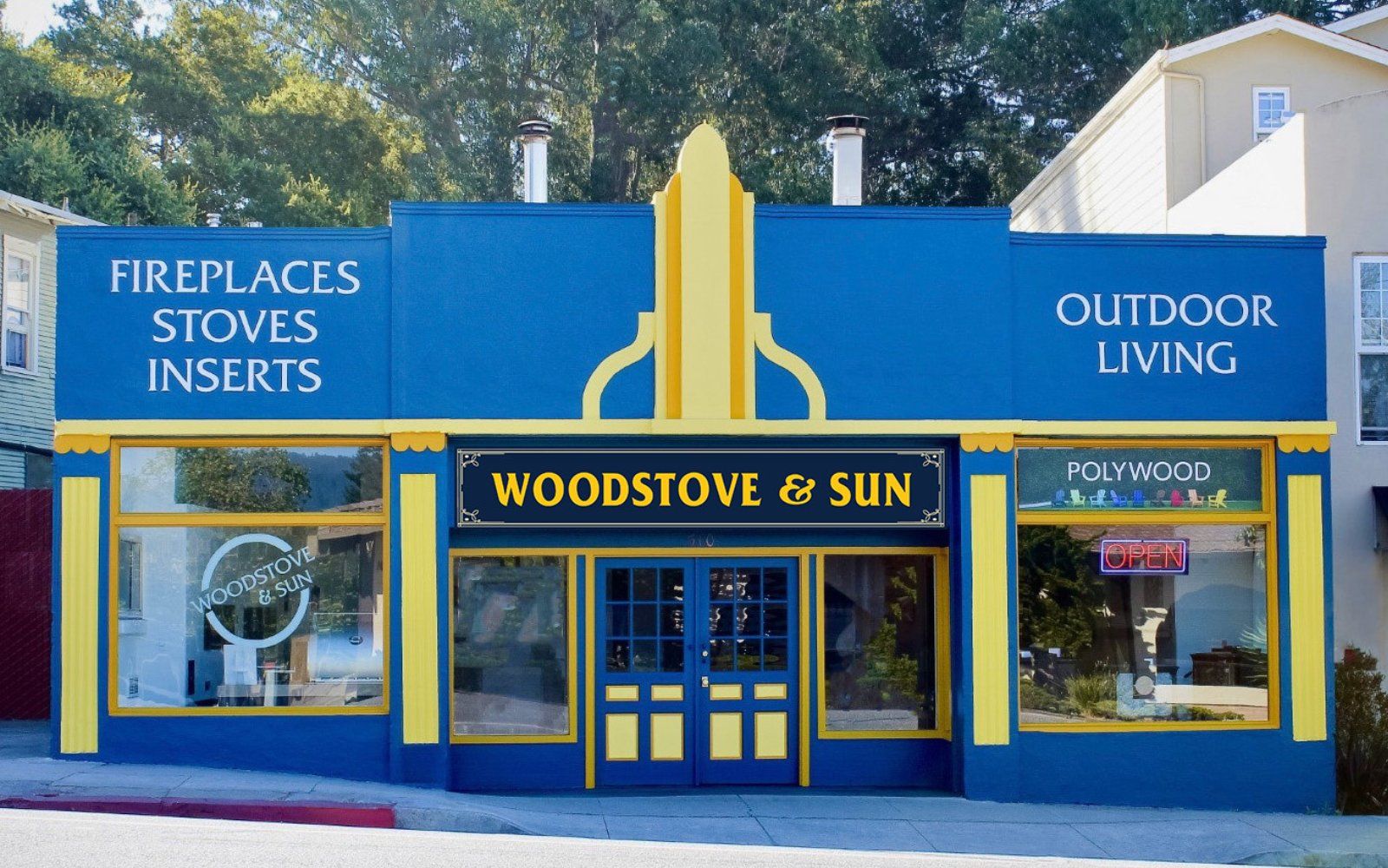 Woodstove & Sun Inc. storefront in Santa Cruz, CA — local fireplace, stove, insert, and outdoor living shop